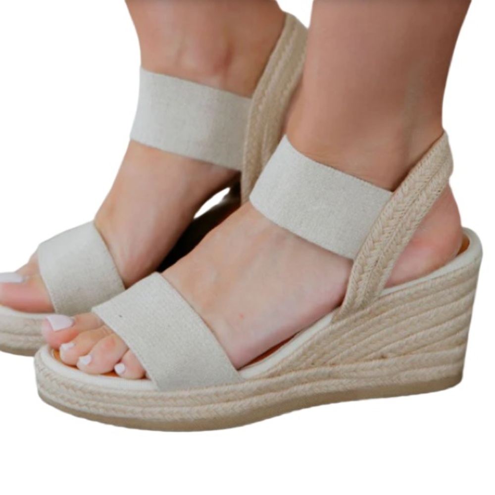 MIA WOMENS BRITTNI NATURAL COLOR SIZE 9 WEDGE SLING BACK DRESS CASUAL SANDAL